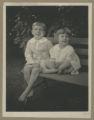 Portrait of Frederick Cavour and Jean Lewis as children sitting on a bench