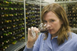 Katie Cook, Enology Project Leader doing sensory evaluation of Minnesota wines at the Horticultural Research Center.