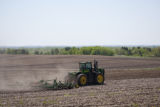 Spring discing of fields on the University of Minnesota, Rosemount Research and Outreach Center.