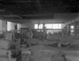 Construction workers inside Kirby Student Center