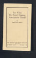 Publications. Pamphlets. Spencer, Anna Garlin, "For What Do Social Hygiene Associations Stand?"(Box 172, Folder 01)