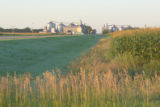 Milroy, Minnesota. Grain elevators and state highway 68.
