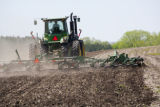 Spring discing of fields on the University of Minnesota, Rosemount Research and Outreach Center.