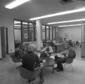 A group of students gathered in Kirby Student Center lounge