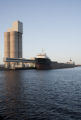 Duluth-Superior harbor. Freighter Quebecois at terminal to transfer limestone, for making concrete.