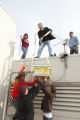 Installing a bee colony on the roof of the Weisman Art Museum, University of MInnesota.