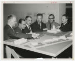 Professor John A. Russell Viewing Architectural Model with Winnipeg City Hall Competition Judges