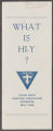 Hi-Y. Hi-Y Programming. Hi-Y Material, 1911-1945 (Box 15, Folder 18)
