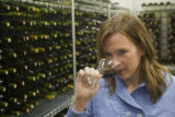Katie Cook, Enology Project Leader doing sensory evaluation of Minnesota wines at the Horticultural Research Center.