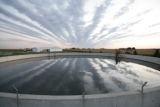 Manure storage lagoon for swine waste, at the University of Minnesota, Southern Research and Outreach Center, Waseca.