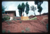 Stone Forest to Kunming by bus. Roadside farm house with maize ears and red peppers drying