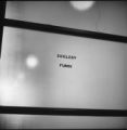 A frosted glass window with "Ecology" and "Fungi" sign in the Science Building