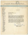 Letter to Robert J. Karon from Edward M. Warburg, General Chairman of the United Jewish Appeal
