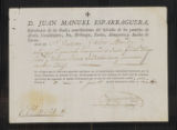 Ecclesiastical Affairs. Documents related to chaplaincies. Receipts for Alms Collected on behalf of the "capellania" of Horche, Spain 1824-1830. Receipt for alms collected, Horche, Spain, 1827.