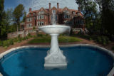 Glensheen in the background with the Formal Garden's fountain in the foreground