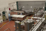 Making cheddar cheese in the Pilot Plant in the Food Science and Nutrition Building, St. Paul campus, University of MInnesota.