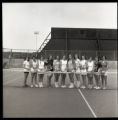 UMD 1975 women's tennis squad on the tennis court