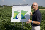 Soybean plots of University of Minnesota soybean researcher Seth Naeve for soybean production research.