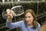Katie Cook, Enology Project Leader doing sensory evaluation of Minnesota wines at the Horticultural Research Center.