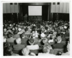 Curator Walter Breckenridge addressing audience, Minneapolis, Minnesota