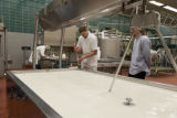 Making cheddar cheese in the Pilot Plant in the Food Science and Nutrition Building, St. Paul campus, University of MInnesota.