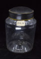 Glass counter jar with tin lid