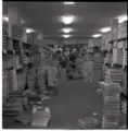 Piles of textbooks in an addition to the University of Minnesota Duluth Bookstore on the University of Minnesota Duluth campus