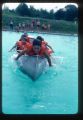 Campers in a canoe in the pool at Camp Butwin, Eagan, Minnesota