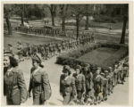 Nursing, School of. Cadets marching to induction assembly