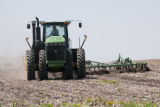 Spring discing of fields on the University of Minnesota, Rosemount Research and Outreach Center.