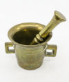 Miniature two-handled brass mortar and pestle