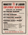 Ministry of Labour : Employment Department : leaflets... : war munitions volunteers (Ministry of Munitions) : war wo