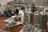 Making cheddar cheese in the Pilot Plant in the Food Science and Nutrition Building, St. Paul campus, University of MInnesota.