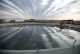 Manure storage lagoon for swine waste, at the University of Minnesota, Southern Research and Outreach Center, Waseca.
