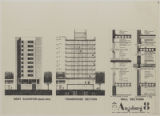 Augsburg College: Student Apartments: West Elevation, Transverse Section, and Wall Sections: Sheet 8