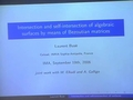 Intersection and self-intersection of surfaces by means of Bezoutian matrices
