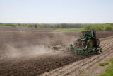 Spring discing of fields on the University of Minnesota, Rosemount Research and Outreach Center.
