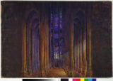 Cathedral interior with stained glass for translucent effect.