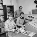Students with radio equipment at the KUMD radio station