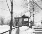 Steps up to a building at the UMD Rock Hill Ski Area in winter