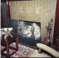 Glensheen Library fireplace framed by iridescent tile