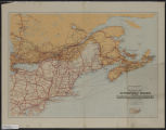 Sectional map indicating main automobile roads between Canada & United States