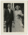 Paul Anderson and Margaret Holmes wedding day. Whiting, Iowa