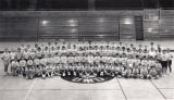 Boys basketball summer camp group photo in Romano Gym at the University of Minnesota Duluth