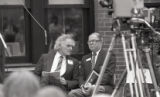 Speakers at the dedication ceremony of the newly built Heller Hall