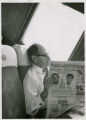 Rabbi Gunther Plaut reading a newspaper