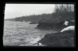 Rocky point into lake ten miles west of Grand Marais, Lake Superior, North Shore