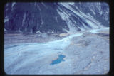 Blue ice block pit lake and pioneer plant discs