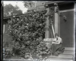Mrs. Roberts sitting on steps