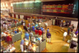 Minneapolis Grain Exchange trading floor, pit, just before opening bell.